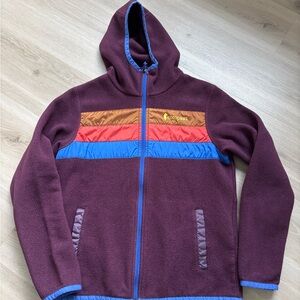 Cotopaxi Maroon Fleece Jacket with Multicolor Accents
